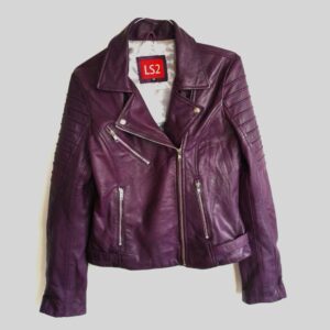 Nearly plum color leather biker jacket