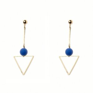 Triangle and blue ball earrings
